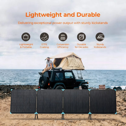 100W Portable Solar Panel, Multi Fast-Charge Ports, IP67 Waterproof & Foldable