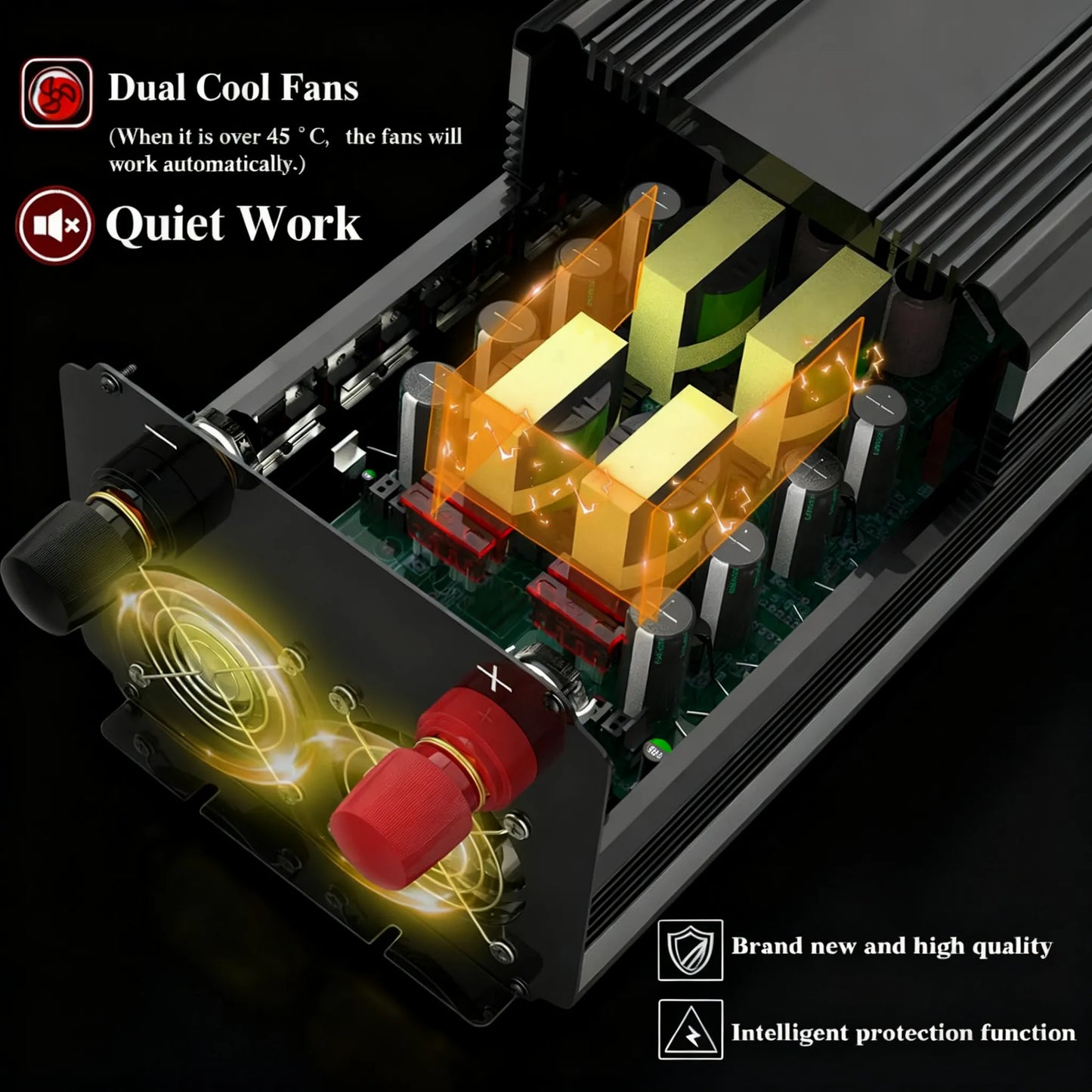 3000W Car Power Inverter, 12V to 110V with Remote & Display