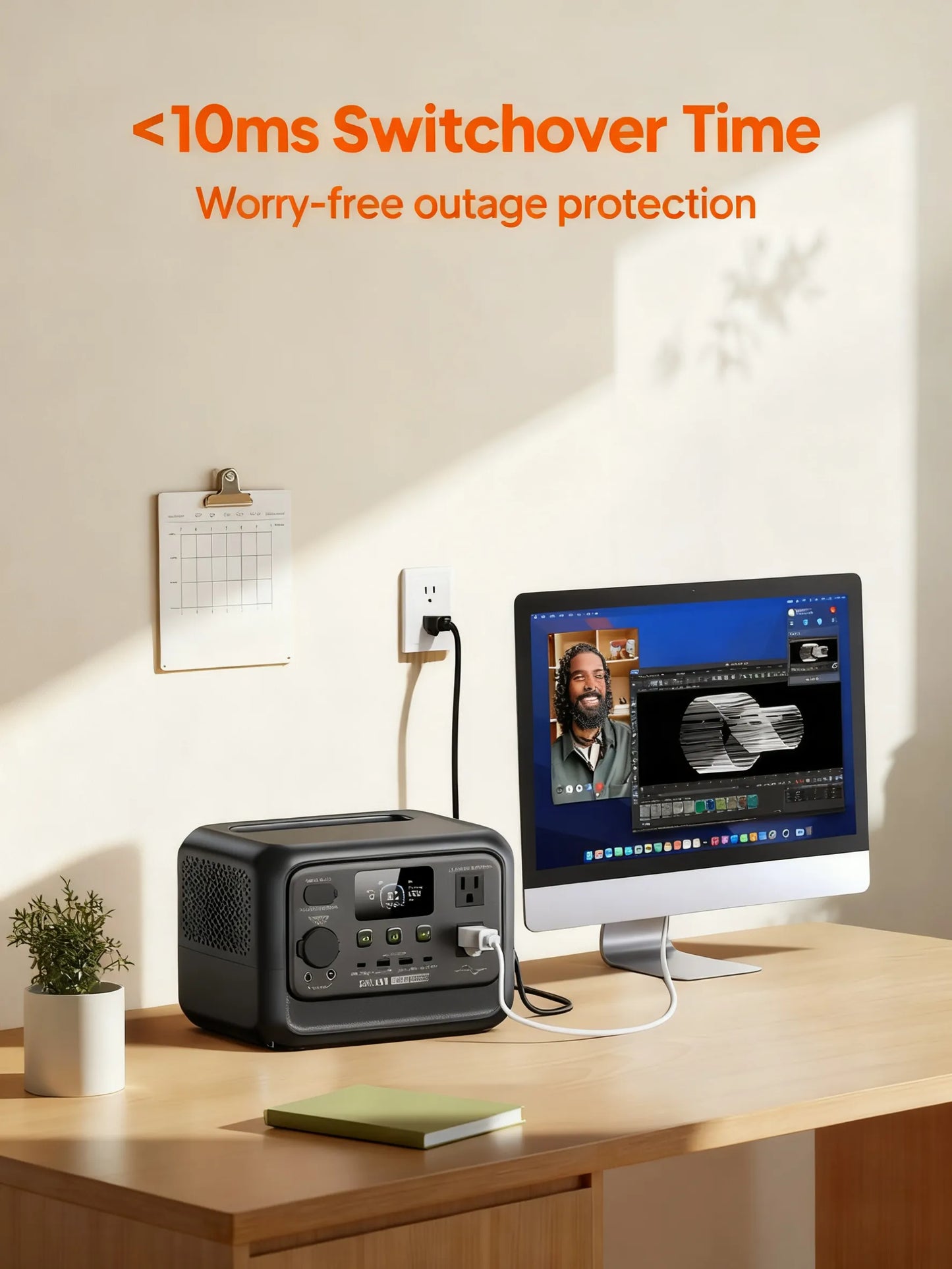 288Wh Portable Power Station, 600W Output with LiFePO4 Battery & UPS