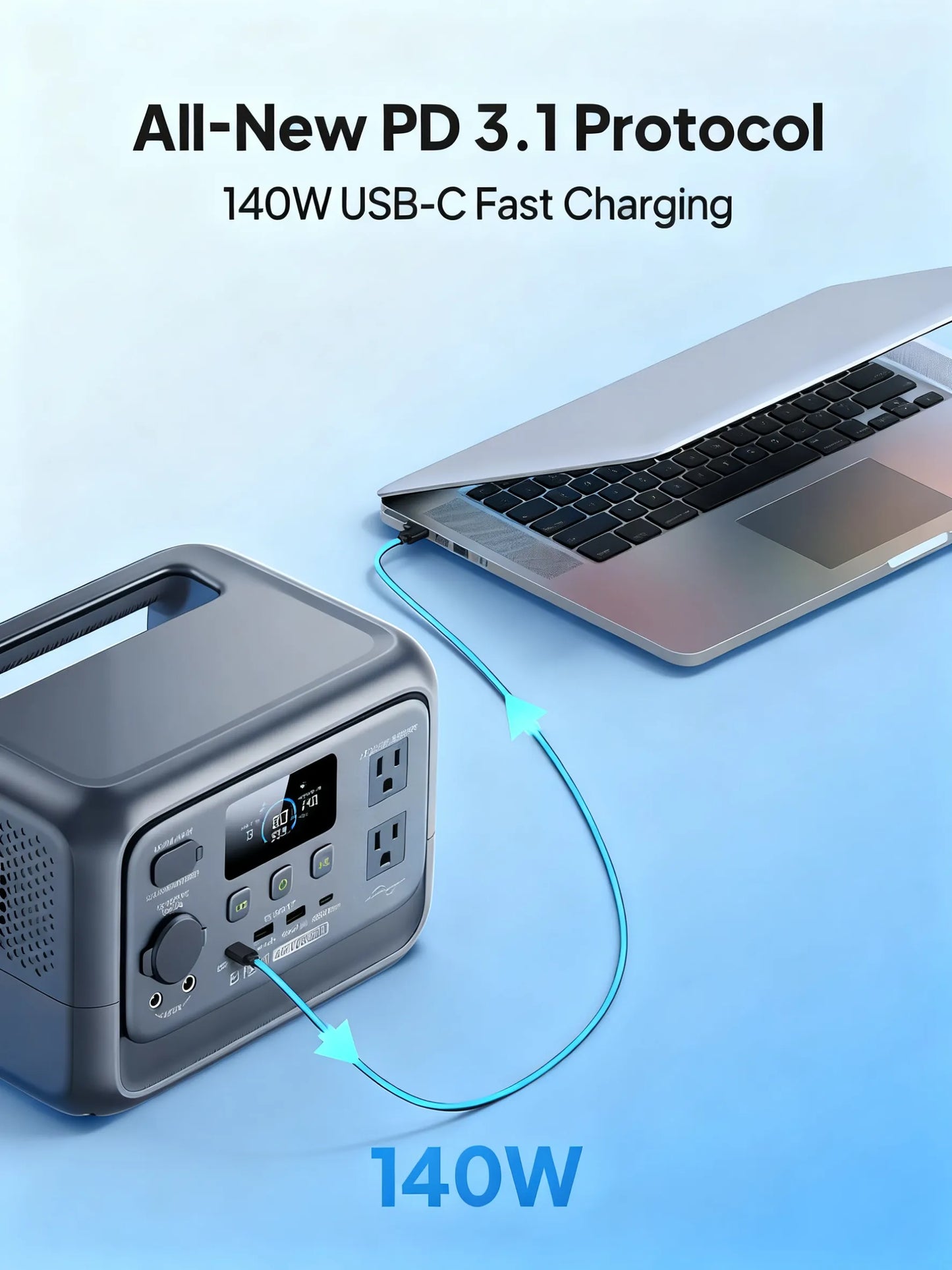 288Wh Portable Power Station, 600W Output with LiFePO4 Battery & UPS