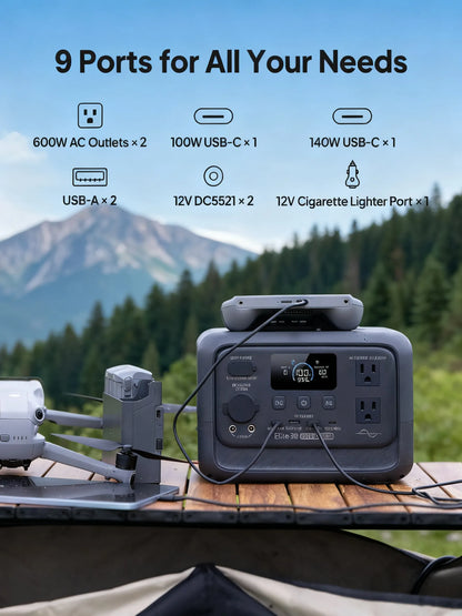 288Wh Portable Power Station, 600W Output with LiFePO4 Battery & UPS