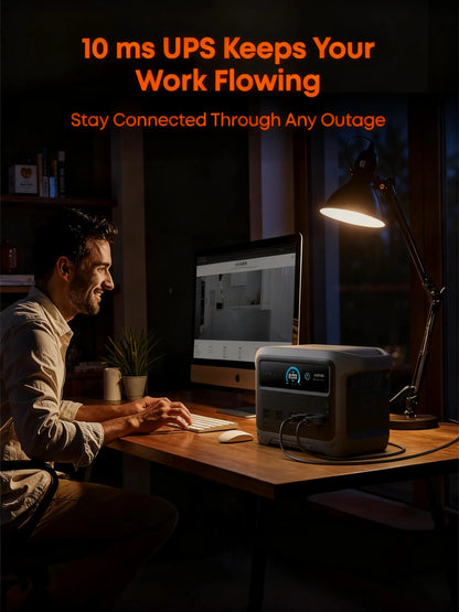 1024Wh Portable Power Station, 2000W Output & 49-Min Fast Charge