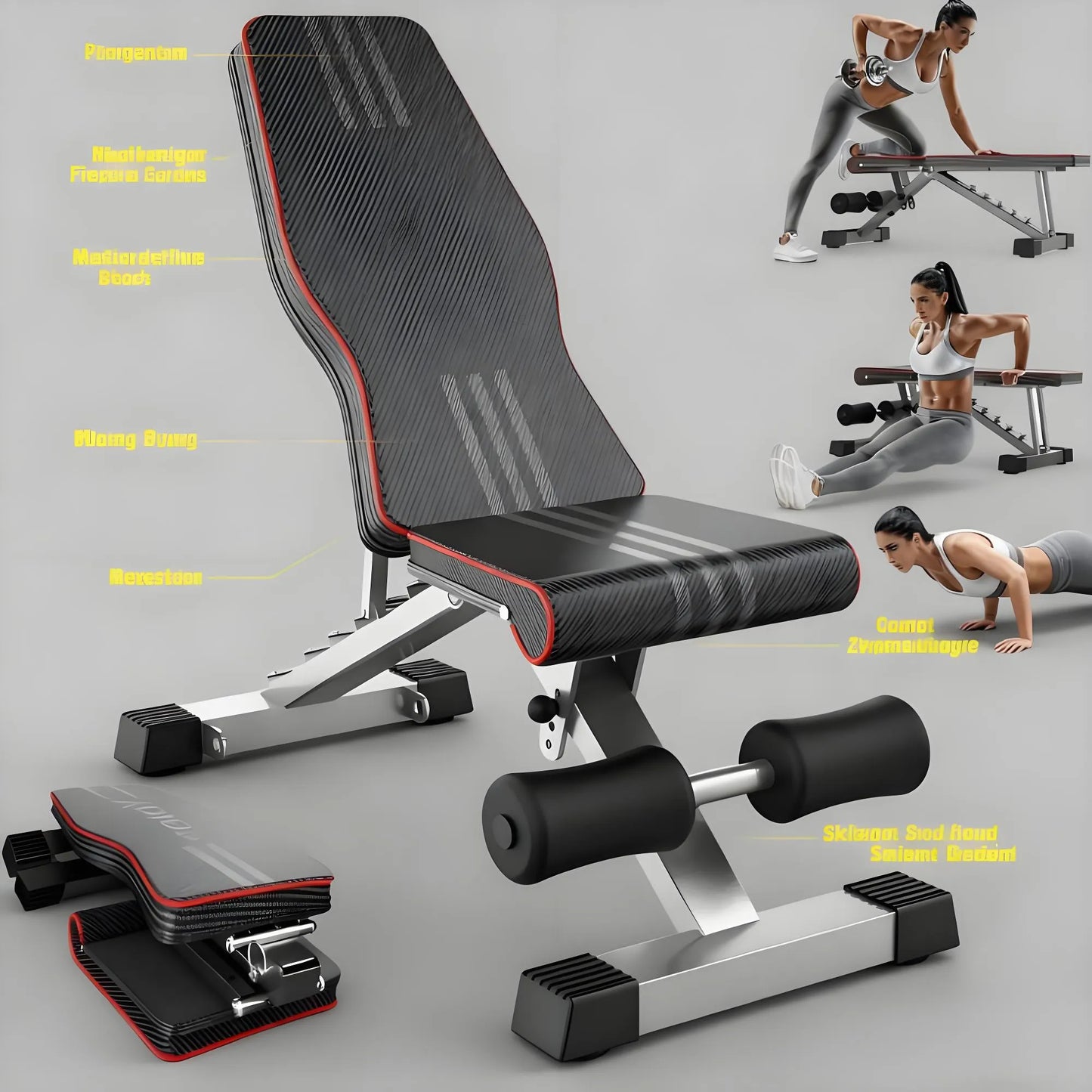 Adjustable Weight Bench – Foldable for Full Body Workout, Incline/Decline/Flat Positions