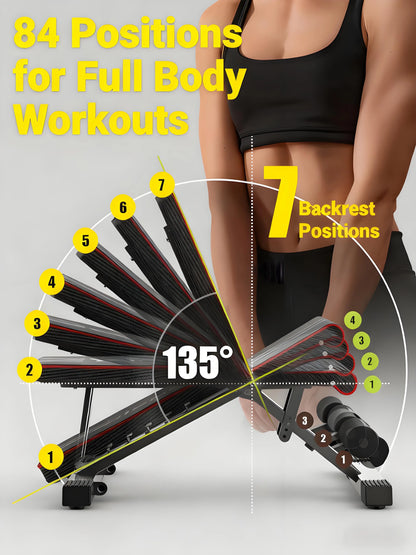 Adjustable Weight Bench – Foldable for Full Body Workout, Incline/Decline/Flat Positions