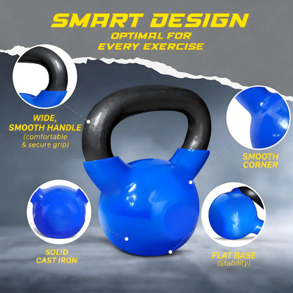 Vinyl Coated Cast Iron Kettlebells – 5-100 lbs, Full Body & Grip Strength Training