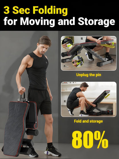 Adjustable Weight Bench – Foldable for Full Body Workout, Incline/Decline/Flat Positions